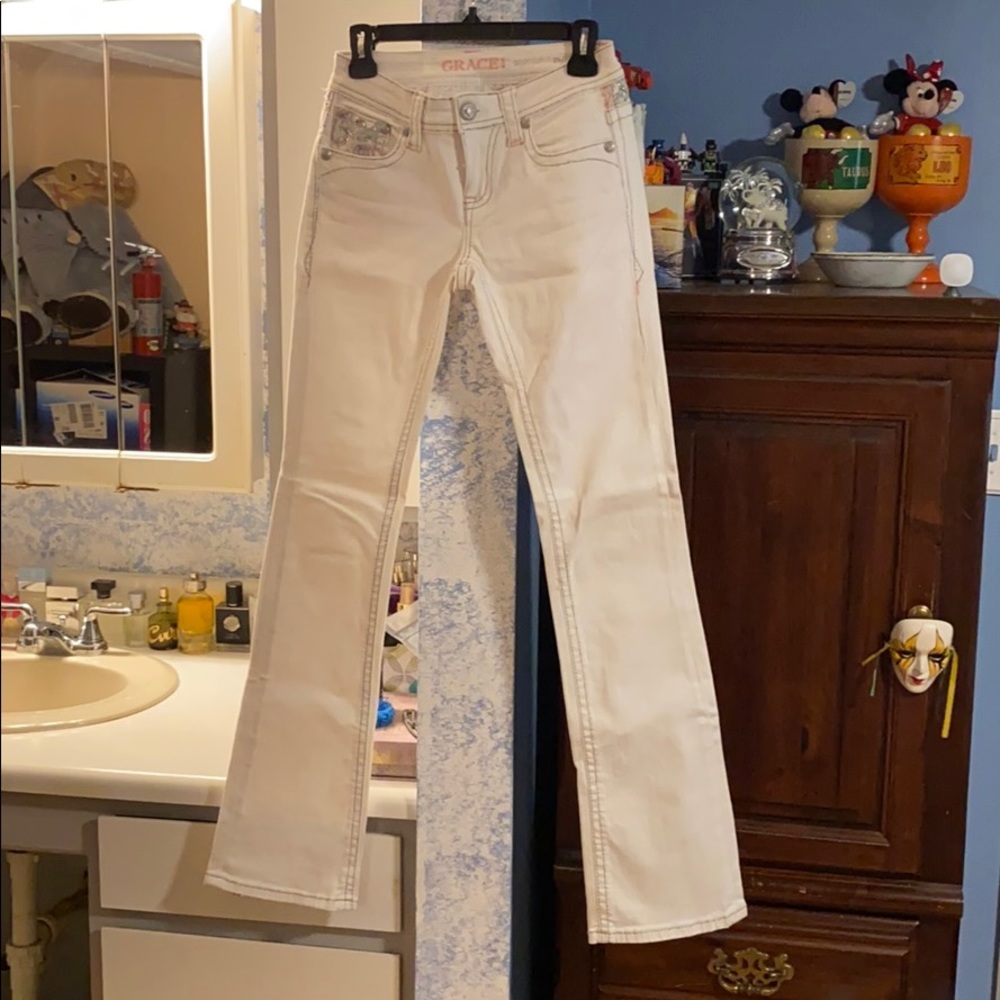 Grace bootcut white jeans